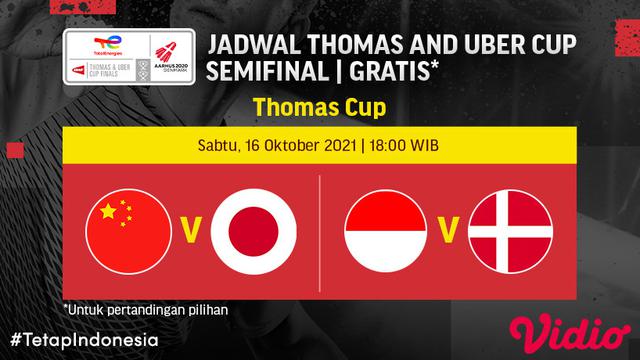 Jadwal semifinal Piala Thomas Jepang vs China