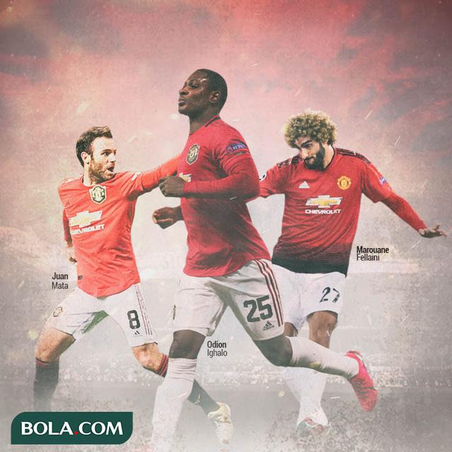 Manchester United - Odion Ighalo, Juan Mata dan Marouane Fellaini