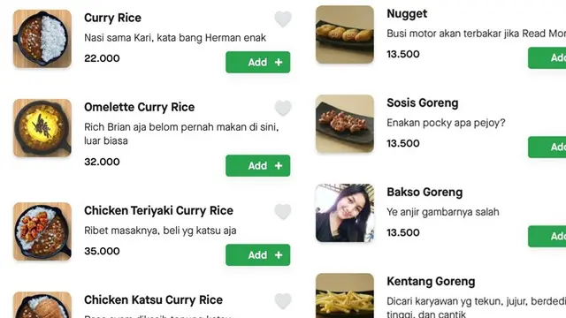 deskripsi menu makanan kocak