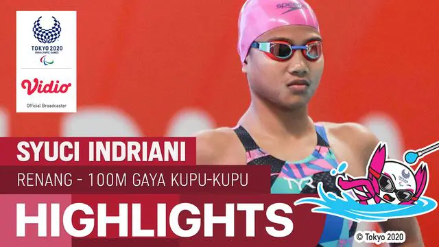 Berita video highlights aksi atlet Indonesia, Syuci Indriani, di cabang olahraga renang 100 meter gaya kupu-kupu putri di Paralimpiade Tokyo 2020, Rabu (25/8/2021) pagi hari WIB.