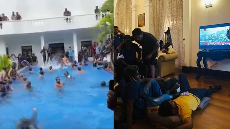 6 Momen Unik Demo di Sri Lanka, Berenang Hingga Tidur di Istana Kepresidenan