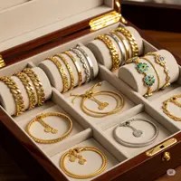 Kotak perhiasan yang berisi koleksi gelang emas harga 2 jutaan di 2025. Foto: Gemini