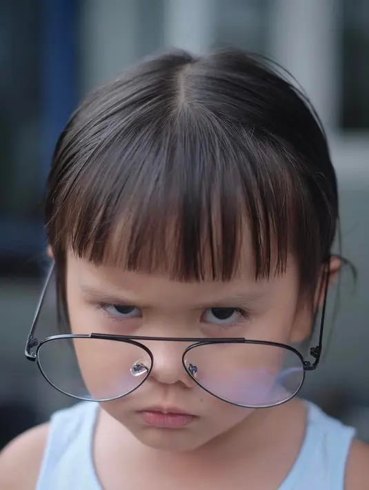 Seperti ini jika Kala Madali menjadi pengawas ujian. Ternyata anak kecil yang menggemaskan ini bis memasang wajah galak ya. (Foto: instagram.com/kalamadali)