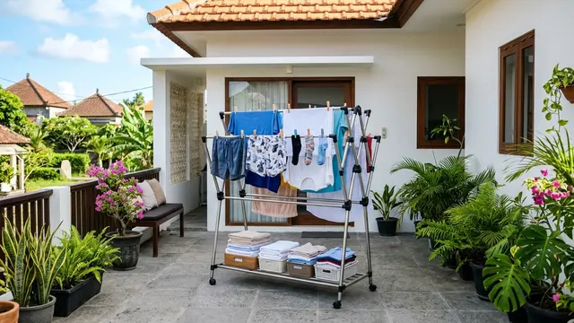 Model Jemuran untuk Teras Rumah Kecil (AI Generated)