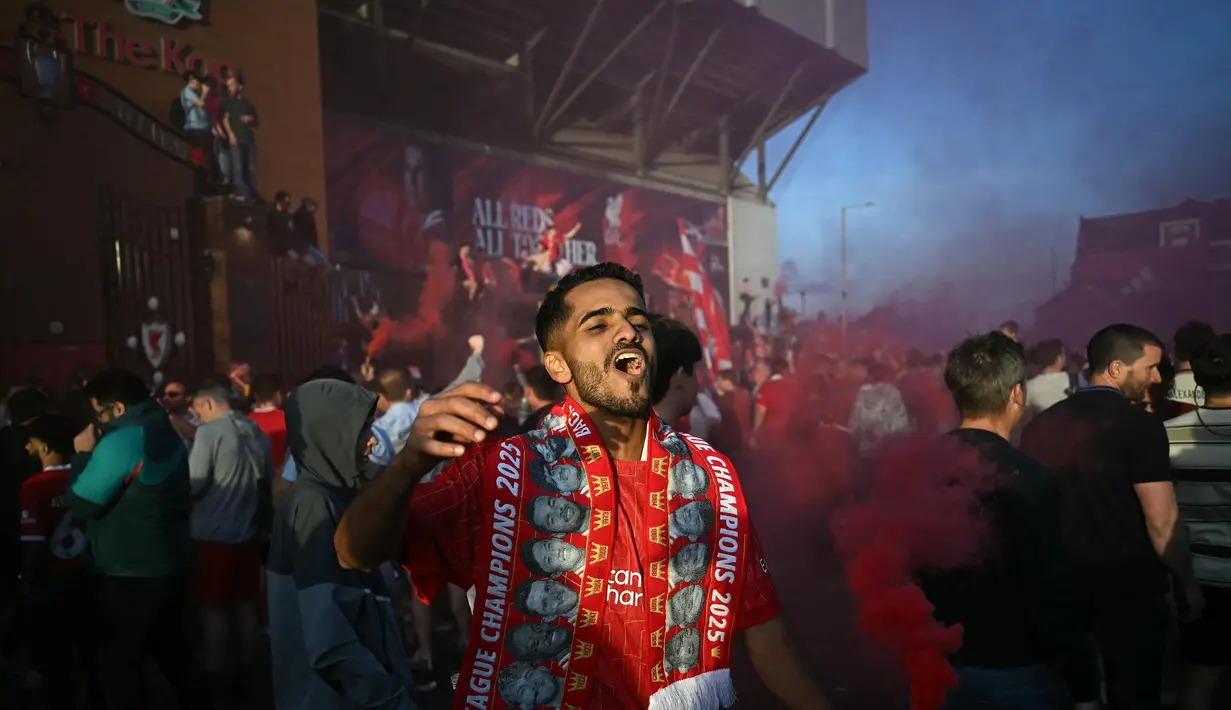 The Reds mengunci gelar juara saat Liga Inggris musim 2024/2025 masih menyisakan empat laga lagi. (Paul ELLIS/AFP)