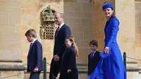 Pangeran William, Kate Middleton, dan ketiga anaknya menghadiri Paskah kerajaan pada 2023. (dok. Yui Mok / POOL / AFP)