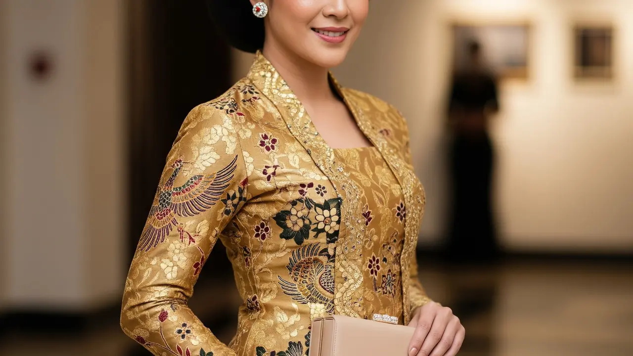 Perpaduan Aksesori yang Membuat Atasan Brokat dan Bawahan Batik Terlihat Kekinian