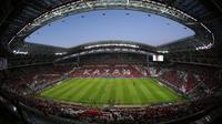 Suasana Stadion Kazan Arena di Kazan, Rusia, Rabu (28/6/2017). Stadion ini merupakan salah satu venue Piala Dunia 2018. (AFP/Roman Kruchinin)