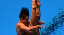 Atlet loncat indah saat tampil di final springboard 1m putri Asian Games 2018, Aquatic Centre, GBK, Jakarta, Jumat (31/8). Nomor ini dimenangkan oleh Wang Han asal China yang berhasil mendapatkan total skor 323.55. (Merdeka.com/Imam Buhori)