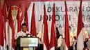 Jubir Cakra19 Laksda TNI (Purn) Iskandar Sitompoel berbicara dalam Deklarasi Dukungan Jokowi-Ma’ruf Amin sebagai Capres-Cawapres 2019, Jakarta, Minggu (12/8). Cakra berarti pusat energi, roda atau lingkaran kekuatan positif. (Liputan6.com/Fery Pradolo)