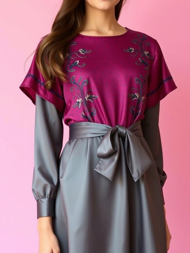 Model Gamis Brokat Kombinasi Satin