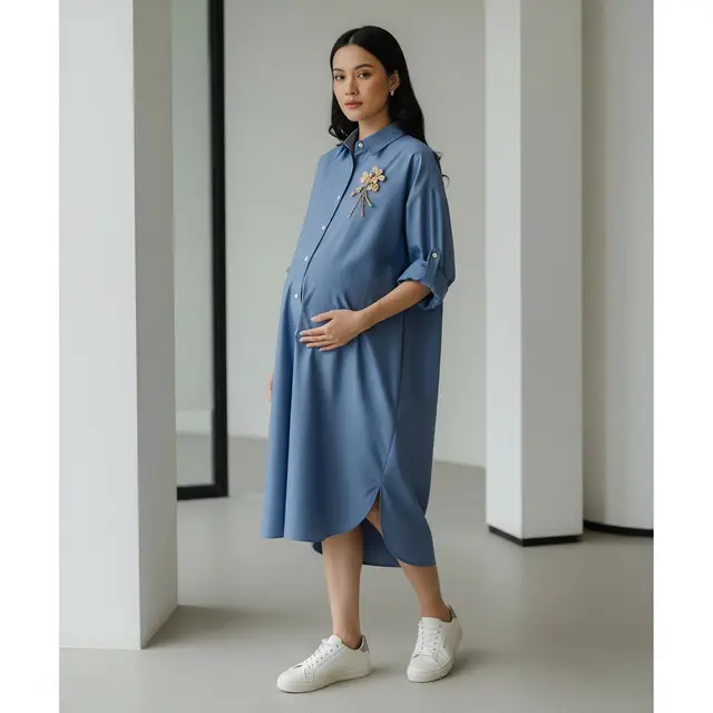 Outfit Ibu Hamil Kece untuk Kerja. Foto: Gemini