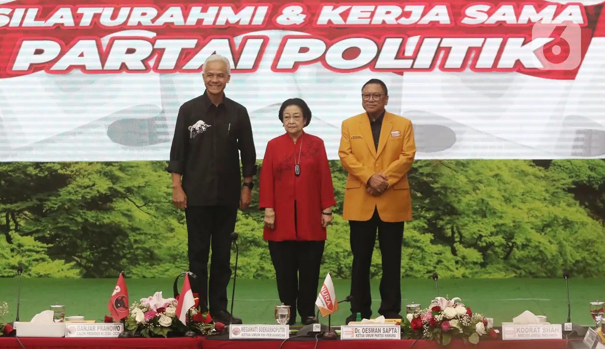 Partai Hanura sejak awal telah menyatakan dukungannya kepada Ganjar usai Megawati menetapkan Ganjar Pranowo sebagai capres pada 21 April 2023. (Liputan6.com/Angga Yuniar)