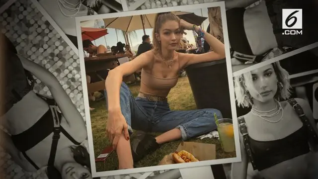 Gigi Hadid, dan sejumlah selebritas lain ramai-ramai memakai crop top pada gelaran festival musik Coachella 2018.