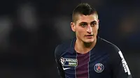 Gelandang Paris St Germain, Marco Verratti, saat tampil melawan Lille pada laga Piala Prancis di Stadion Parc des Princes, Paris, Rabu (14/12/2017). (AFP/Franck Fife)