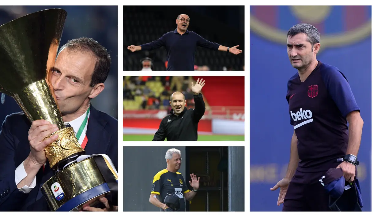 Kombinasi foto lima pelatih top dunia dengan segudang prestasi yang kini masih belum mendapatkan klub. (Foto: AFP)