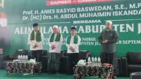Anies Baswedan-Muhaimin Iskandar alias Cak Imin melanjutkan safari di Jawa Timur dengan mendatangi Pondok Pesantren (Ponpes) Nurul Islam di Jember, Kamis (28/9/2023). (Liputan6.com/Winda Nelfira)