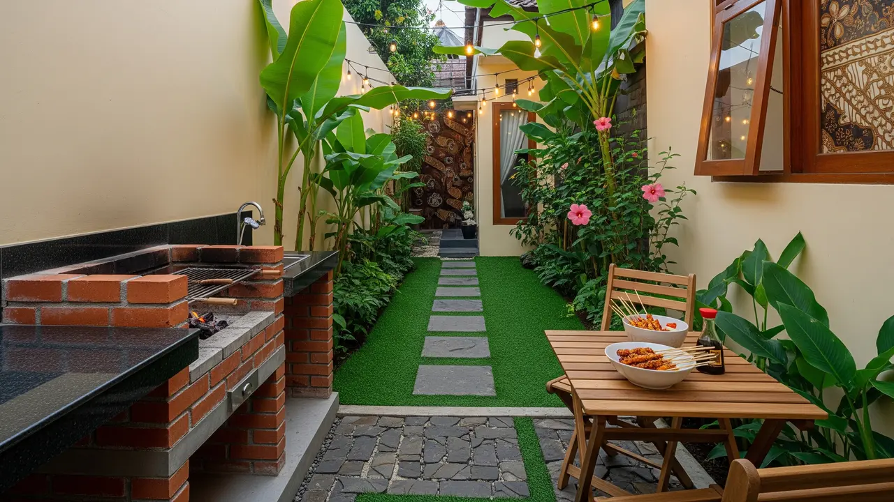 Model Halaman Belakang Rumah Kecil untuk Spot Barbeque dan Kumpul Seru/ Ilustrasi AI