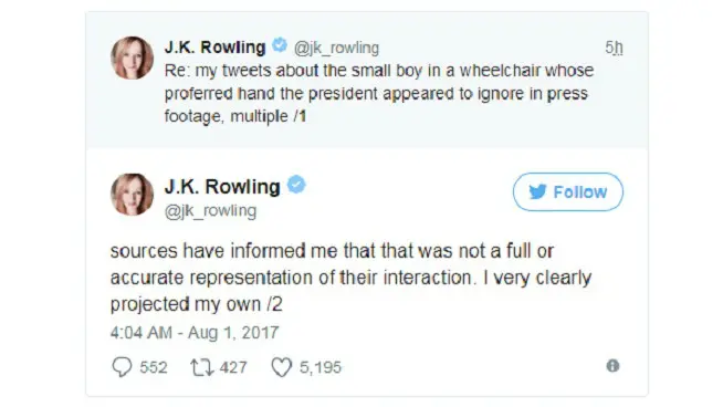 Permintaan maaf JK Rowling (Twitter/@jk_rowling)