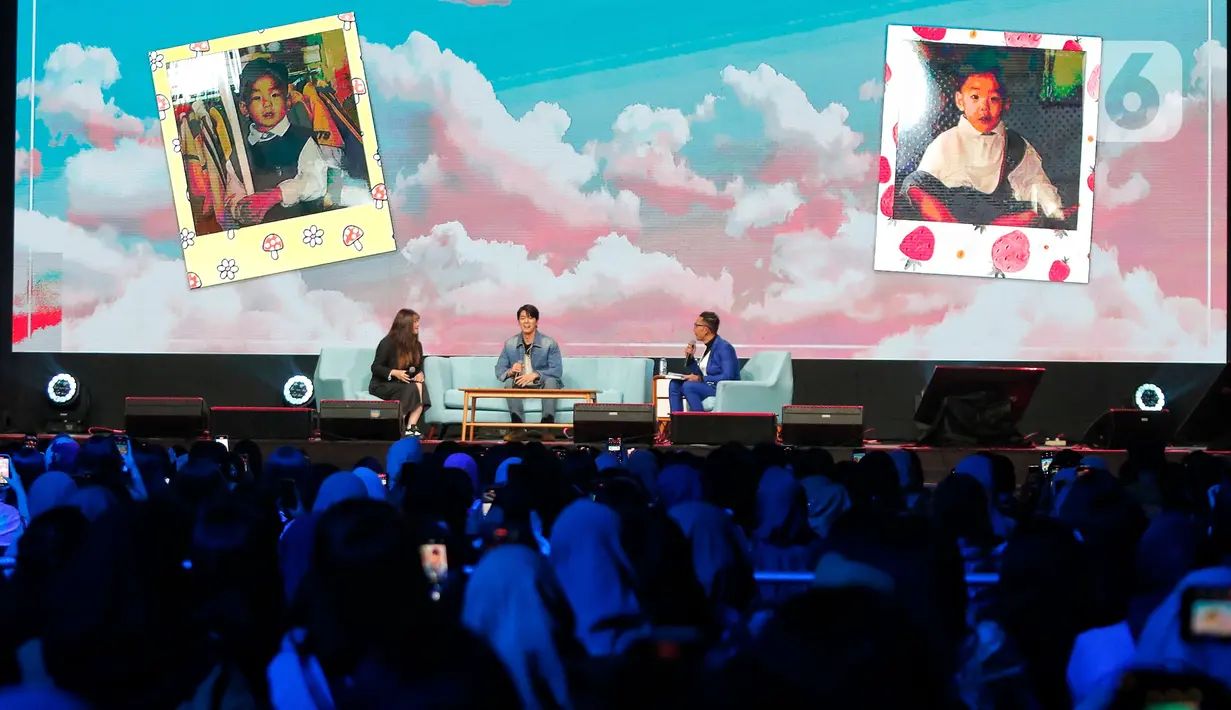 Pada fan meeting ini, Kim Mingue bersenang-senang dengan para penggemarnya dengan berbagai aktivitas, salah satunya mencoba makanan khas Indonesia. (Liputan6.com/Angga Yuniar)