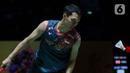 Jonatan Christie bermain ekstra untuk mengalahkan Wang Tzu-Wei dua game langsung (21-18, 24-22). (Liputan6.com/Herman Zakharia)