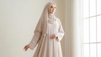 Model Gamis Abaya Syar'i Polos. (Foto: Gemini AI)