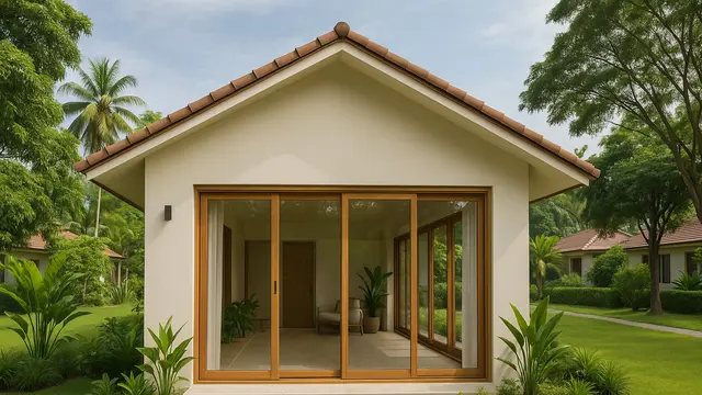 Gambar Rumah Sederhana dengan Jendela Besar dan Cahaya Alami