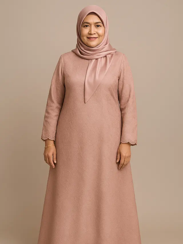Model Gamis Abaya Motif untuk Kondangan Ibu-ibu Usia 50 Tahunan (Foto: ChatGPT)