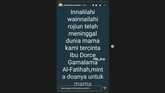 Dorce Gamalama meninggal dunia pada Rabu (16/2/2022) pagi.
