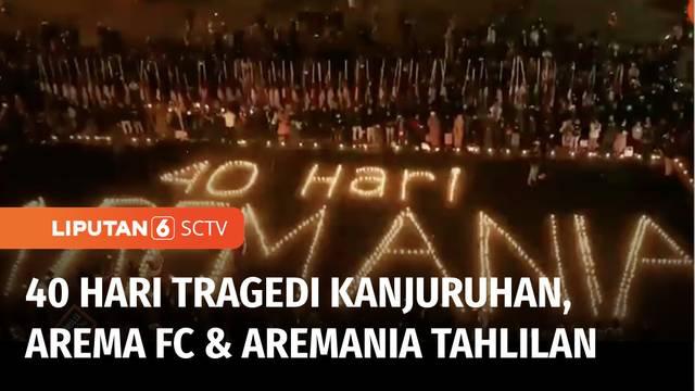 Ribuan Aremania memperingati 40 hari Tragedi Kanjuruhan, Rabu (9/11) malam. Para pemain Arema FC juga hadir dalam peringatan ini. Tragedi Kanjuruhan menyebabkan 135 orang meninggal dunia dan ratusan lainnya menderita luka-luka.