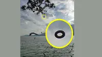 Penampakan UFO berbentuk donat di danau Dian, Tiongkok. (Foto: Mirror dan John Chen)