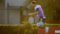 Pemain Timnas Argentina, Lionel Messi ikut dalam latihan persiapan menjelang laga FIFA Matchday melawan Mauritania di Ezeiza, Buenos Aires, Argentina, Rabu (25/03/2026). (AFP/Luis Robayo)