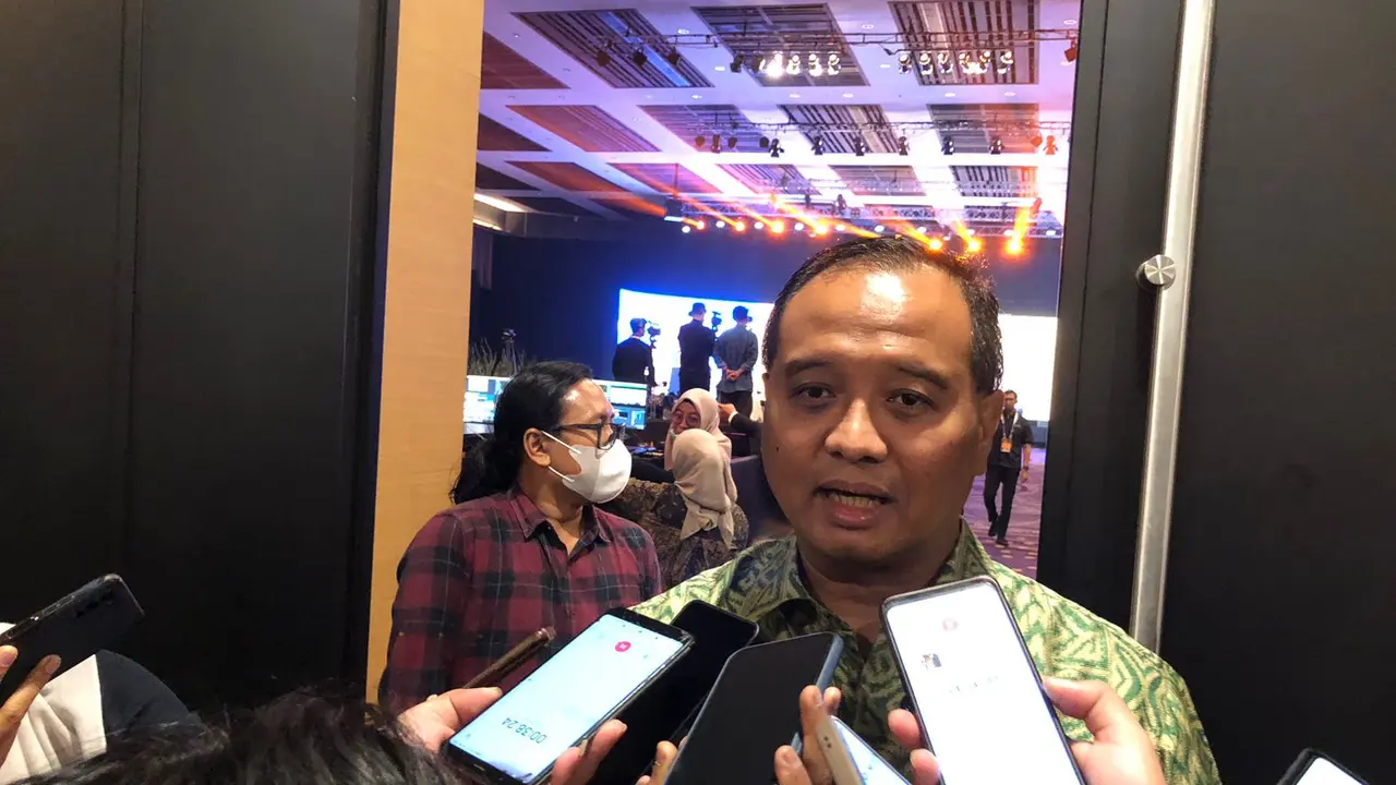 Deputi Bidang Pendanaan dan Investasi Otorita IKN Agung Wicaksono menghadiri Main Event Sewindu PSN-Infrastructure forum, di Kota Kasablanka, Jakarta Selatan, Rabu (13/9/2023). (Tira/Liputan6.com)
