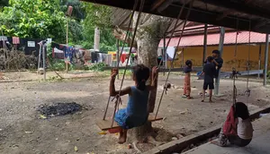 Anak-anak Rohingya di kamp pengungsian Mina Raya, Pidie (Rino Abonita/Liputan6.com)