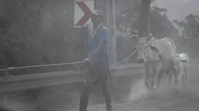 Asap saat Gunung Taal Erupsi