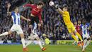 <p>Manchester United gagal meraih poin setelah bertandang ke markas Brighton and Hove Albion pada laga tunda Liga Inggris pekan ke-28. Setan Merah menyerah 0-1 dari tuan rumah. (AP Photo/Kirsty Wigglesworth)</p>