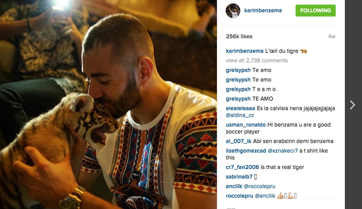 Bintang Real Madrid, Karim Benzema memiliki 9,6 juta Followers di Instagram miliknya, Benzema memposting setiap kegiatannya dan termasuk yang aktif  menggunakan Instagram. (Photo/Instagram)