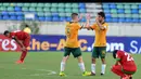 Timnas Indonesia U19 dikalahkan Australia 0-1 di Yangon, Myanmar, (12/10/2014). (ANTARA FOTO/Andika Wahyu)