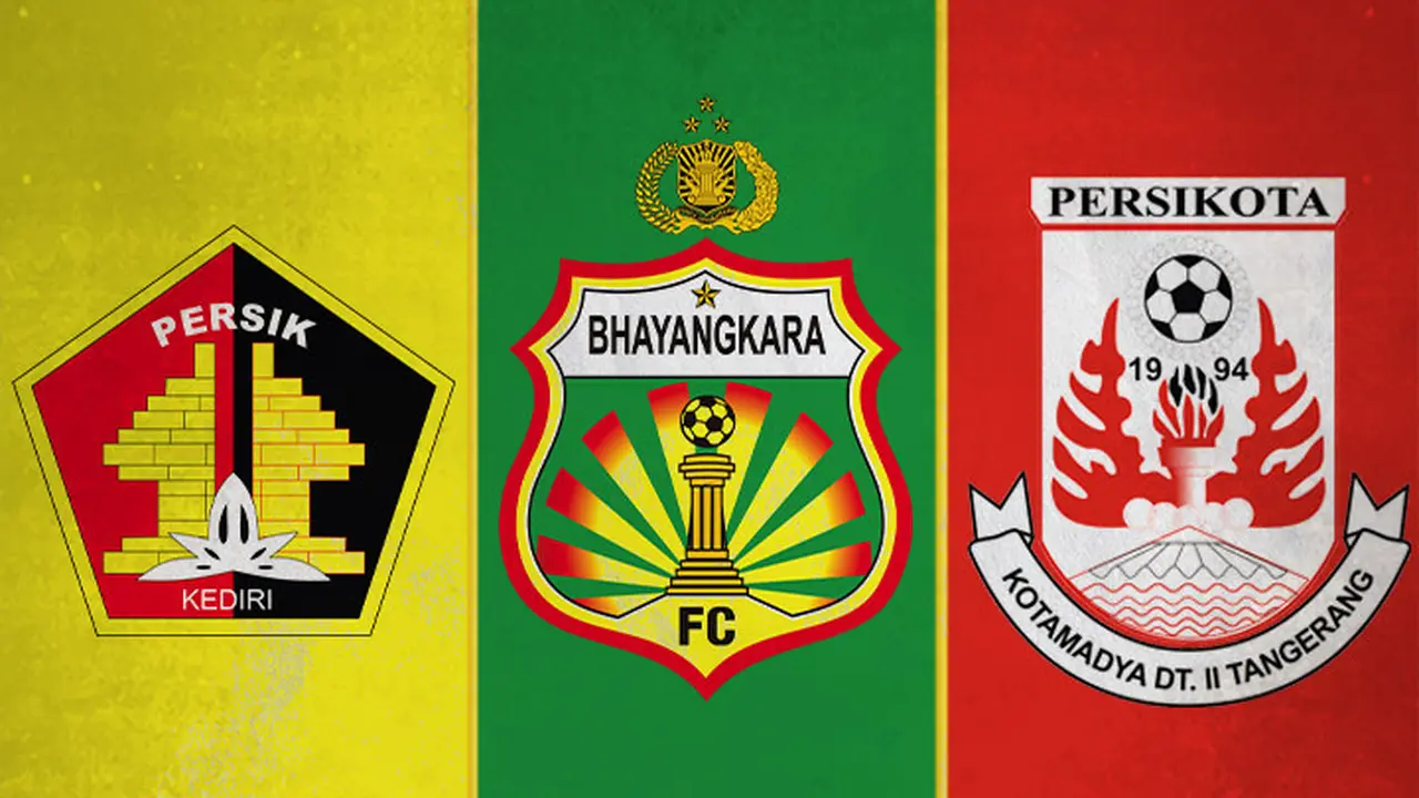 Ilustrasi - Logo Persik Kediri, Bhayangkara FC, Persikota Tangerang
