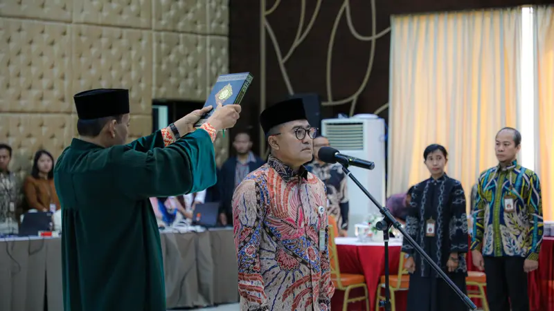 Pelantikan Yusuf Permana menjadi Deputi Bidang Protokol, Pers, dan Media Sekretariat Presiden di Gedung Kemensetneg Jakarta, Kamis (6/6/2024).