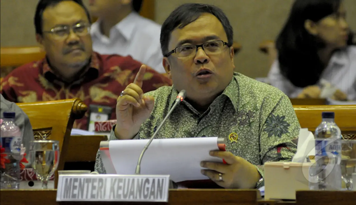  Menteri Keuangan Bambang Brodjonegoro saat mengikuti rapat kerja dengan Komisi XI, Jakarta, Kamis (5/2/2015). (Liputan6.com/Andriam M Tunay)