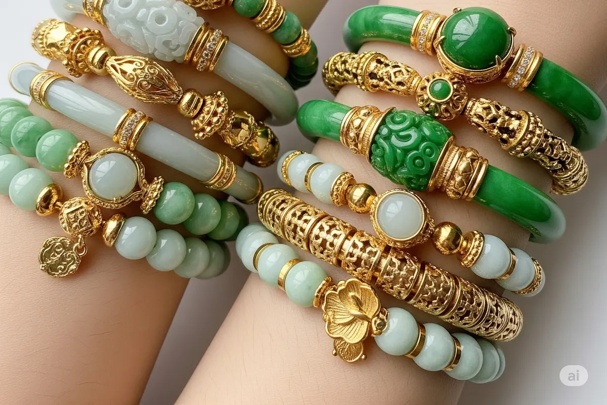 6 Model Gelang Giok Kombinasi Emas yang Elegan dan Mewah