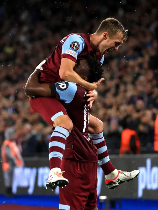 Muhamad Kudus menggandakan keunggulan The Hammers lewat golnya pada menit ke-70. (Bradley Collyer/PA via AP)
