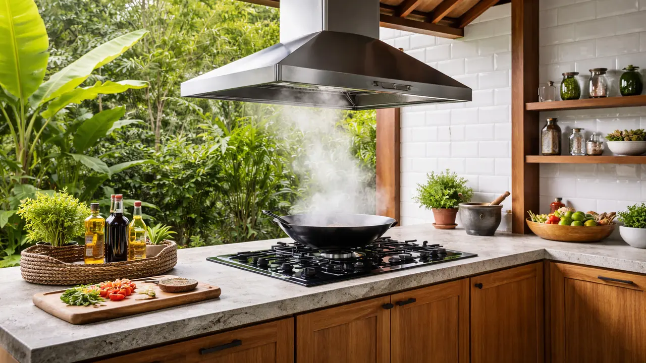 Desain Dapur Terbuka yang Asapnya Tidak Mengarah ke Rumah Tetangga (Foto: ChatGPT)