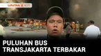 Puluhan bus Transjakarta tak terpakai hangus terbakar, butuh waktu sekitar 5 jam untuk memadamkan api. Kepala Dinas Perhubungan Jakarta menegaskan bus-bus itu bukan lagi aset Pemprov Jakarta, melainkan pemenang lelang.