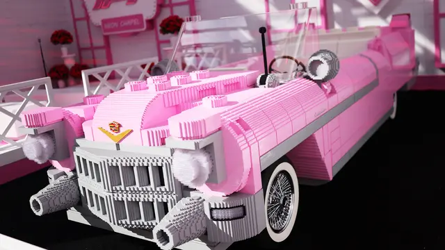 Menggemaskan! Tampilan Lego Cadillac Pink Ala Elvis Presley yang Curi Perhatian di F1 Las Vegas Grand Prix 2025