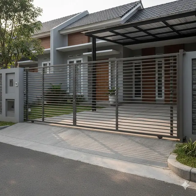 Pagar Rumah Kecil Minimalis dengan Pintu Sliding