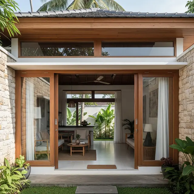 Model Rumah Kecil Tapi Luas dengan Pintu Geser dan Interior Terbuka