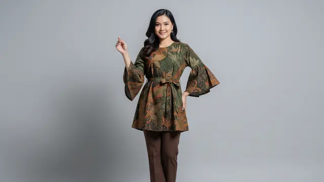 Tunik Batik Lengan Trompet untuk Tampilan Feminin