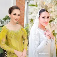 Di acara pengajian dan siraman jelang nikah adiknya, Syifa, Ayu Ting Ting mengenakan baju kurung warna lilac dan kerudung renda warna senada. [@ayutingting92]